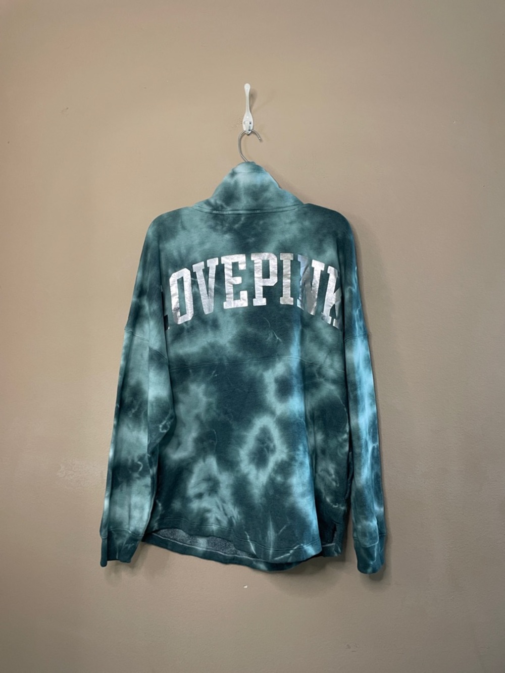 Victoria Secret PINK Tie-Dye Pullover Hoodie in Teal SZ L - Picture 4 of 4